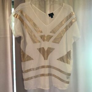 Worthington Shear Gold Sequin Top